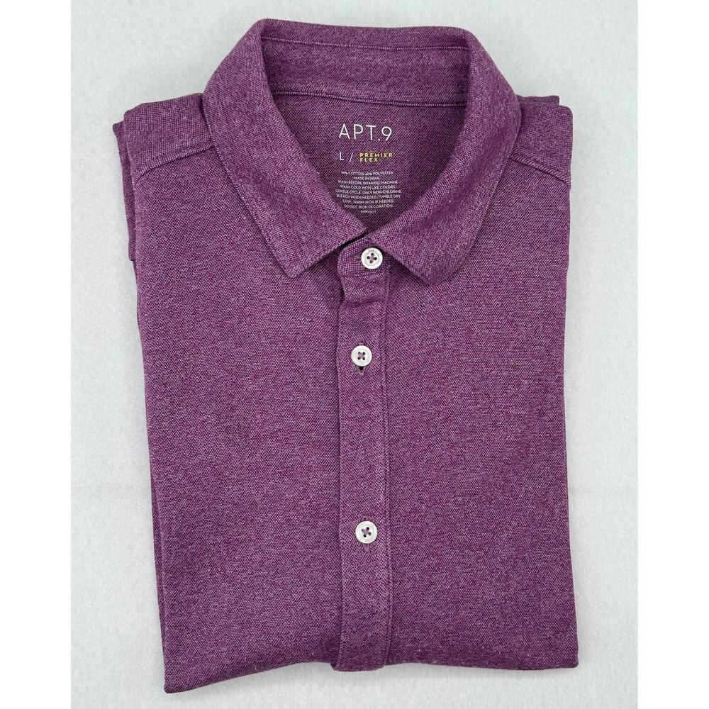Apt 9 Premier Flex Raspberry Button Polo Short Sleeve Shirt L - Picture 5 of 5